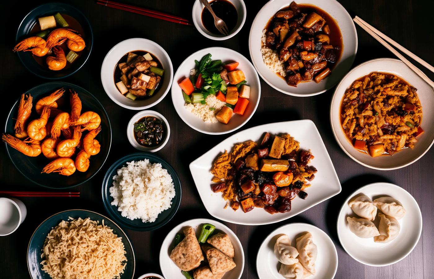 Spread of signature Chinese dishes