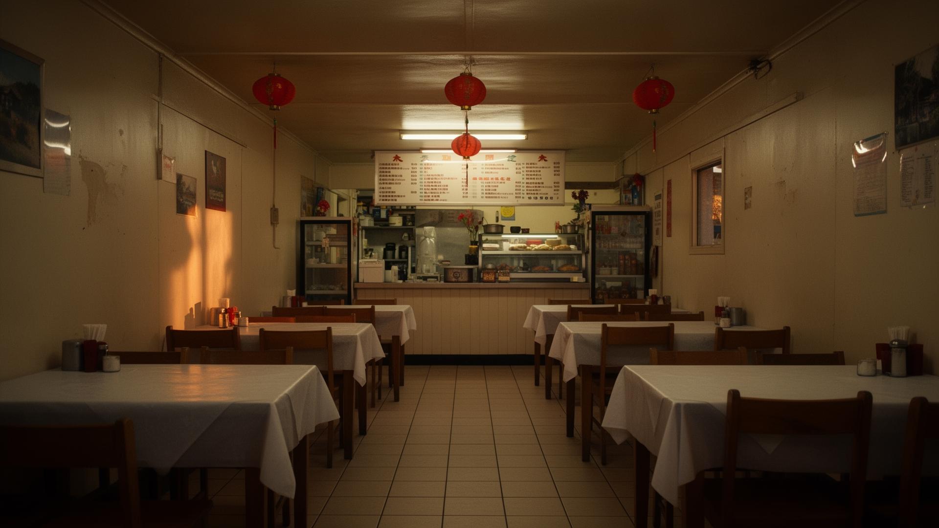 Chinese Smorgasbord dining room with red lanterns